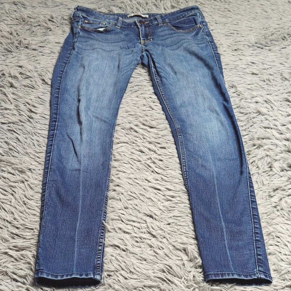 Hollister Skinny Jeans Women Juniors 7R 7Blue Distressed Denim Stretch 28W 31L